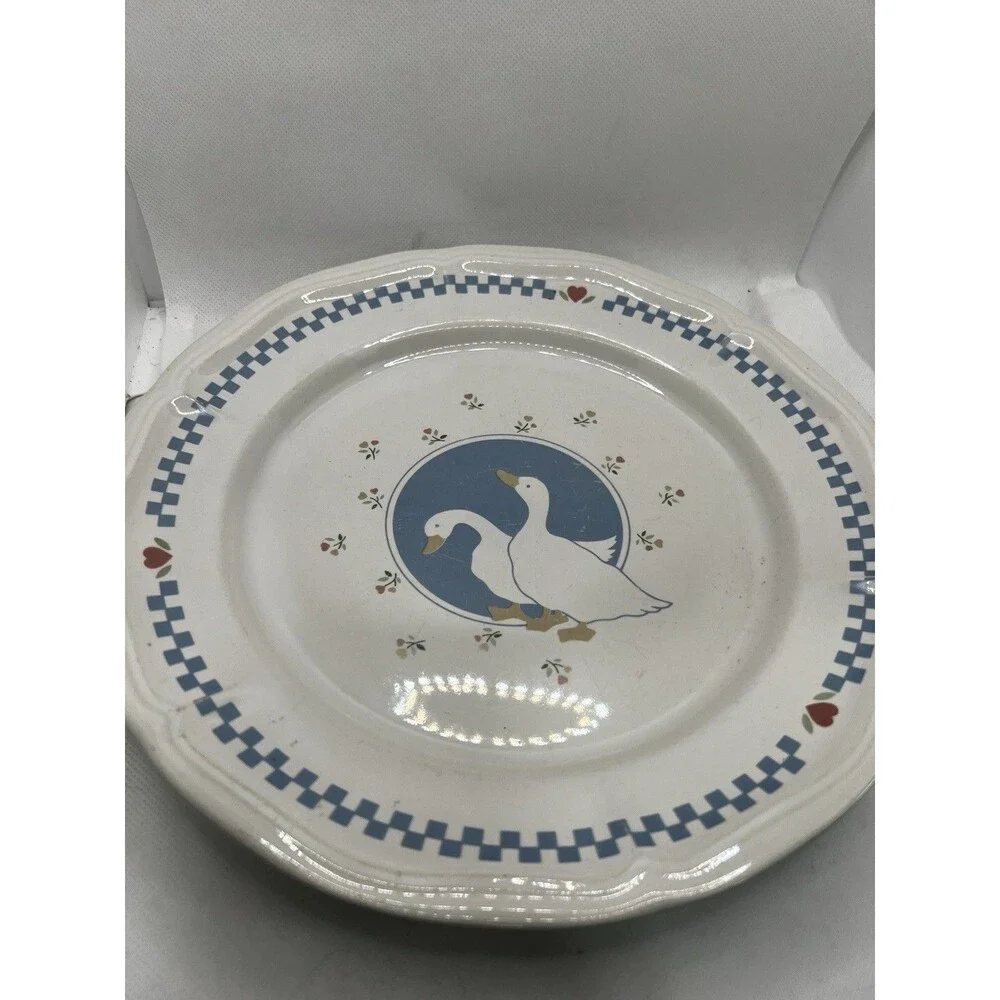 1980’s Moonlight Stoneware Heart Spun Geese plate cottagecore grannycore goose